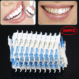 400 Stuks Dental Dual Rager 200 Pcs Tand Flossen Hoofd Tanden Hygiëne Tandenstoker Tand Pick Borstel Tooth Schoonmaak Tool 120stk