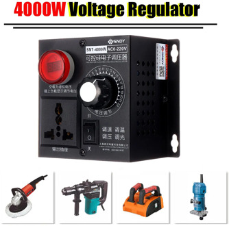 4000W High Power Silicon Electronics Voltage Regulator Machinery Electric Variable Speed Controller AC 0V-220V EU Plug+LED Light