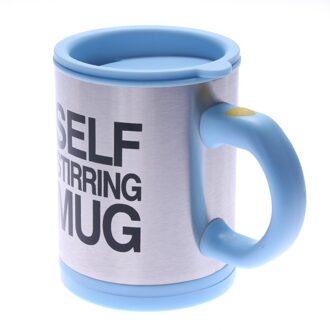 400Ml Automatische Zelf Roeren Mok Koffie Melk Mengen Mok Roestvrij Staal Thermische Kop Smart Mixer Elektrische Lui Mengen blauw