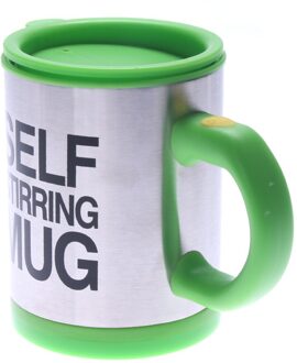 400Ml Automatische Zelf Roeren Mok Koffie Melk Mengen Mok Roestvrij Staal Thermische Kop Smart Mixer Elektrische Lui Mengen groen