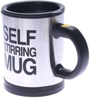 400Ml Automatische Zelf Roeren Mok Koffie Melk Mengen Mok Roestvrij Staal Thermische Kop Smart Mixer Elektrische Lui Mengen zwart