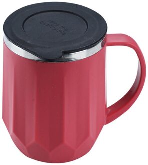 400Ml Dubbele Laag Water Cup Koffie Melk Geïsoleerde Mok Met Deksel Rood
