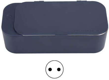 400Ml Intelligente Ultrasone Reiniger Plastic Case + 304 Roestvrijstalen Voering Ultrasone Reiniging Wasmachine 220V Ultrasone Bad Marineblauw / EU