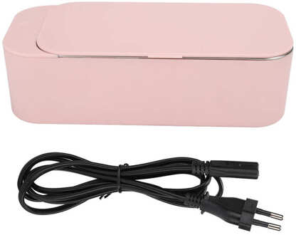 400Ml Intelligente Ultrasone Reiniger Plastic Case + 304 Roestvrijstalen Voering Ultrasone Reiniging Wasmachine 220V Ultrasone Bad Roze / EU