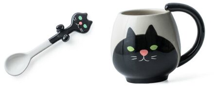 400Ml Leuke Keramiek Dier Mokken Met Theelepel Handgeschilderde Koffie Cups Drinken Fles Melk Mokken Voor Thuis Kinderen verjaardag