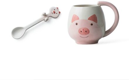 400Ml Leuke Keramiek Dier Mokken Met Theelepel Handgeschilderde Koffie Cups Drinken Fles Melk Mokken Voor Thuis Kinderen verjaardag