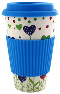 400ml Milieuvriendelijke Bamboevezel Koffie Mok Mok Met Deksel Draagbare Bier Mokken Thee Kopjes Melk Cup voor Kerst Blauw