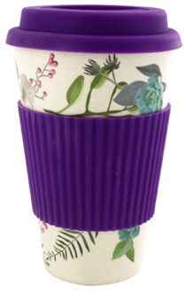 400ml Milieuvriendelijke Bamboevezel Koffie Mok Mok Met Deksel Draagbare Bier Mokken Thee Kopjes Melk Cup voor Kerst Paars