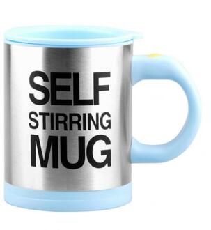 400ml Mokken Automatische Elektrische Lui Zelf Roeren Cup Koffie Melk Mengen Mok Smart Rvs Sap Mix Cup drinkware licht blauw