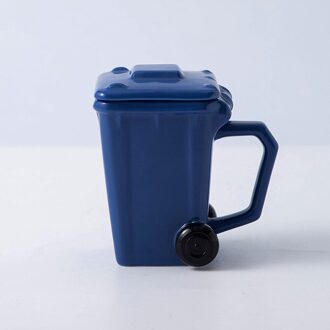 400ml Peculiar 3D Ceramic Coffee Cup Recycling Bin Shape Mugs with Lid and Handle High Temperature Resistance Mug Bule