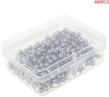 400Pcs Ronde Plastic Hoofd Stalen Punt Push Pins Kaart Duim Kopspijkers Pin Kantoor Schoolbenodigdheden zilver