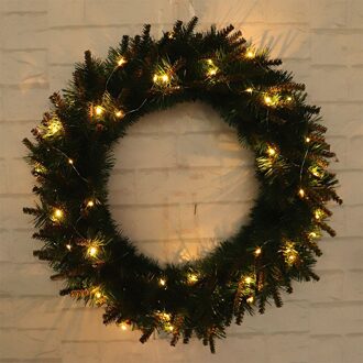 40Cm Kerst Krans Deur Muur Ornament Met Led Licht Voor Christmas Party Decor Deur Opknoping Garland Vakantiehuis Decoraties