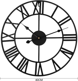 40Cm Retro Metalen Romeinse Cijfer Wandklok Ijzeren Ronde Grote Outdoor Garden Home Office Decoratie Klassieke Industriële