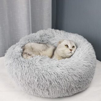 40CM Ronde Huisdier Nest Dikke Mat voor Kleine Honden Katten Warm Diepe Slapen Herfst Winter Zachte Comfortabele Non- slip PT0886-PT0916 licht grijs