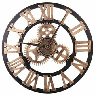 40Cm Wandklok Modern Retro Romeinse Cijfer Wandklok Non Tikkende Gear Klok Metal Golden Grote Woonkamer decoratie
