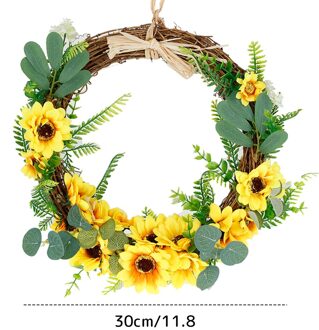 40Cm Zonnebloem Simulatie Guirlande Lysimachia Ring Veld Hanger Deurklopper Ronde Blad Decor Krans Hanger Navidad Decoracion