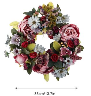 40Cm Zonnebloem Simulatie Guirlande Lysimachia Ring Veld Hanger Deurklopper Ronde Blad Decor Krans Hanger Navidad Decoracion