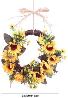 40Cm Zonnebloem Simulatie Guirlande Lysimachia Ring Veld Hanger Deurklopper Ronde Blad Decor Krans Hanger Navidad Decoracion
