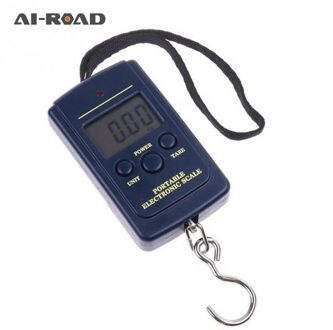 40kg x 10g Zwart LCD Mini Digitale Weegschaal voor Vissen Bagage Reizen Weging Steelyard Opknoping Elektronische Haak Schaal