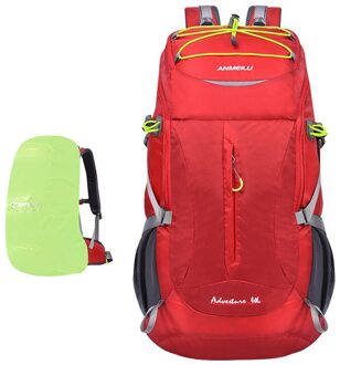 40L Grote Waterdichte Reistassen Rugzak Mannen Nylon Outdoor Camping Wandelen Fiets Sport Rugzakken Tas Klimmen Rugzak rode kleur