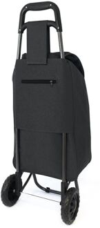 40L zwarte lichtgewicht opvouwbare duurzame winkelwagen met wielen, sterke boodschappentas, boodschappentrolley - One Size