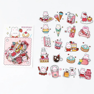 40PCS /Bag Kawaii Ice Cream Cake Rabbit Adhesive Sticker DIY Craft Notebook Computer Decoration