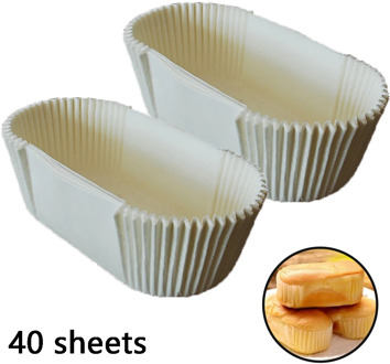 40Pcs Disposable Baking Paper Cake Cup Oval Eclair Liners Loaf Bread Cupcake Liners Oilproof Paper For Muffins Cupcakes Snacks