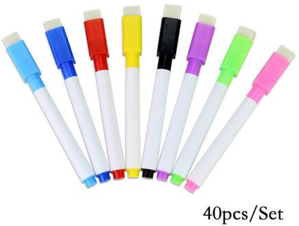 40PCS Diverse Kleur Uitwisbare Pen Whiteboard White Board Marker Pennen met Wist voor Thuis Kantoor School Briefpapier Leveringen