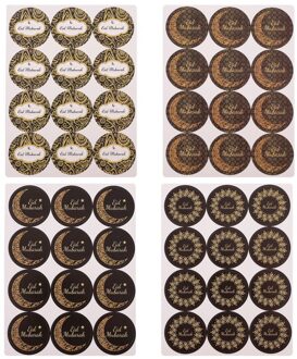 40Pcs Eid Mubarak Tas Envelop Stickers Islam Party Ronde Bag Sticker 1Pc/12 Stickers geassorteerd kleur 1