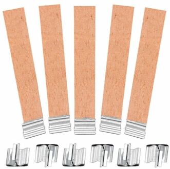 40Pcs Houten Lont Kaars Lont Vierkante Kaars Houder Onderhouder Label Stand Alloy Diy Craft Olie Lamp Maken Levert Party