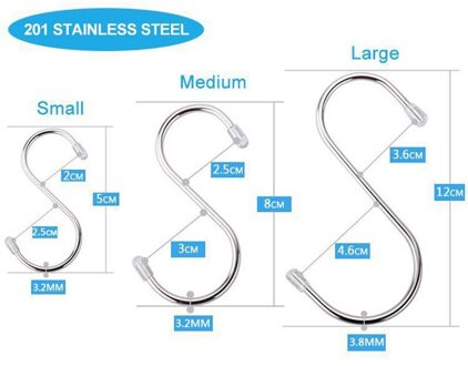 40pcs Krachtige Rvs S Vormige Hanger Haak Keuken Badkamer Kleding Hanger Haken Reling Sluiting Holder Haken