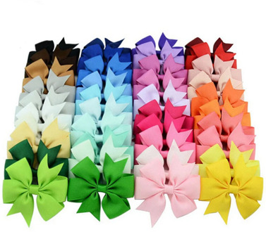 40pcs/lot Grosgrain Ribbon Rope Kids Hair Clips Hairpins Christmas Hair Accessories Hair Bows With Clips Girl Hair Ties