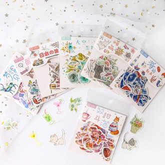 40pcs/pack Kawaii Animals Beautiful Scenery Decorative Washi Stickers Scrapbooking Stick Label Diary Stationery Album Stickers