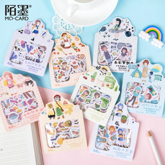 40pcs/pack Kawaii Girls Outfit Stationery Stickers Sealing Label Travel Sticker Diy Scrapbooking Diary Planner Albums Decoration