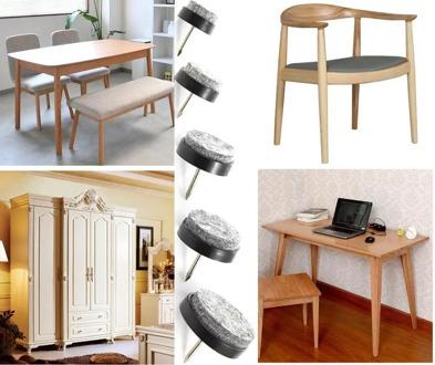 40pcs round heavy duty chair foot felt pad furniture foot felt pad table corner pad for furniture chair table leg foot (Black）