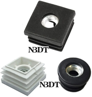 40Pcs Square Round Black White Plastic Tube Pipe End Insert Cap Built-in Embeded M6 M8 Nut For Leveling Feet