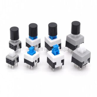 40PCS Tactile Drukknop Self Lock 7*7MM 8*8MM 8.5*8.5MM 5.8*5.8MM Micro switch + (40PCS Zwart Tact Cap)