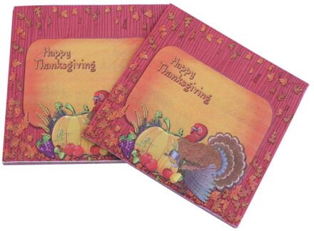 40Pcs Thanksgiving Dag Gedrukt Servetten Cartoon Turkije Tissue Diner Papieren Handdoek Feestartikelen (Patroon 1) afbeelding 1