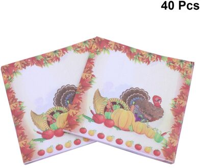 40Pcs Thanksgiving Dag Gedrukt Servetten Cartoon Turkije Tissue Diner Papieren Handdoek Feestartikelen (Patroon 1) afbeelding 2