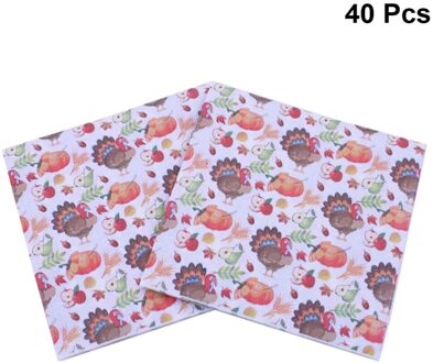 40Pcs Thanksgiving Dag Gedrukt Servetten Cartoon Turkije Tissue Diner Papieren Handdoek Feestartikelen (Patroon 1) afbeelding 3