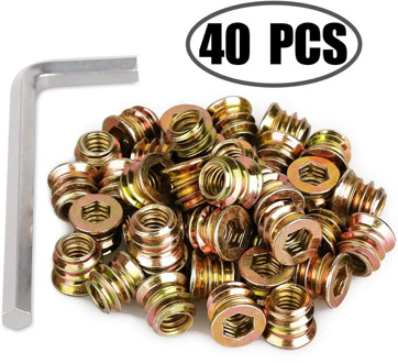 40pieces Pack of Furniture Screws Threaded Inserts for Wood Furniture.1/4"-20 screw type. Comes with 6mm Hex Spanner.