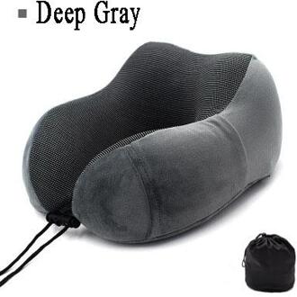 40U Vormige Traagschuim Nek Kussens Zachte Trage Rebound Ruimte Reizen Kussen Effen Nek Cervicale Gezondheidszorg Beddengoed diep grijs