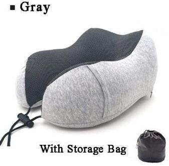 40U Vormige Traagschuim Nek Kussens Zachte Trage Rebound Ruimte Reizen Kussen Effen Nek Cervicale Gezondheidszorg Beddengoed grijs