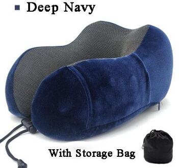 40U Vormige Traagschuim Nek Kussens Zachte Trage Rebound Ruimte Reizen Kussen Effen Nek Cervicale Gezondheidszorg Beddengoed marine