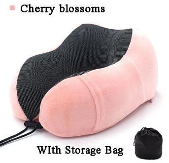 40U Vormige Traagschuim Nek Kussens Zachte Trage Rebound Ruimte Reizen Kussen Effen Nek Cervicale Gezondheidszorg Beddengoed roze