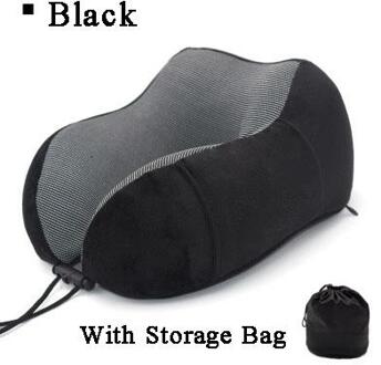 40U Vormige Traagschuim Nek Kussens Zachte Trage Rebound Ruimte Reizen Kussen Effen Nek Cervicale Gezondheidszorg Beddengoed zwart