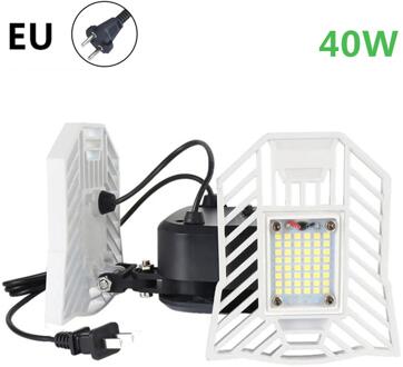 40W Garage Lamp LED Vervormen Wandlamp Verstelbare LED Blaker Licht Waterdicht Werk Licht Voor Workshop US EU Plug 85-265V wit schelp EU