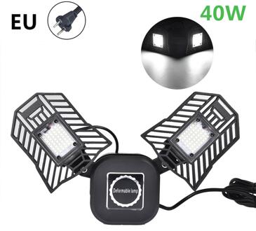 40W Garage Lamp LED Vervormen Wandlamp Verstelbare LED Blaker Licht Waterdicht Werk Licht Voor Workshop US EU Plug 85-265V zwart schelp EU