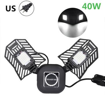 40W Garage Lamp LED Vervormen Wandlamp Verstelbare LED Blaker Licht Waterdicht Werk Licht Voor Workshop US EU Plug 85-265V zwart schelp US