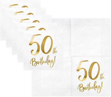 40x 50 Jaar leeftijd versiering feest servetten 33 cm